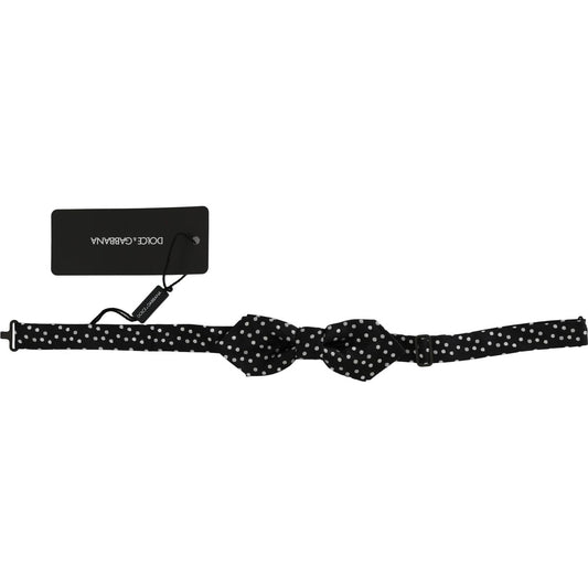 Dolce & Gabbana Black Polka Dots Silk Adjustable Neck Papillon Men Bow Tie Dolce & Gabbana