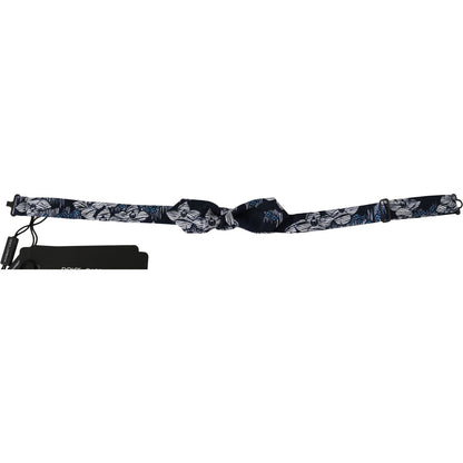 Dolce & Gabbana Navy Blue Floral Slim Adjustable Neck Papillon Men Bow Tie Dolce & Gabbana