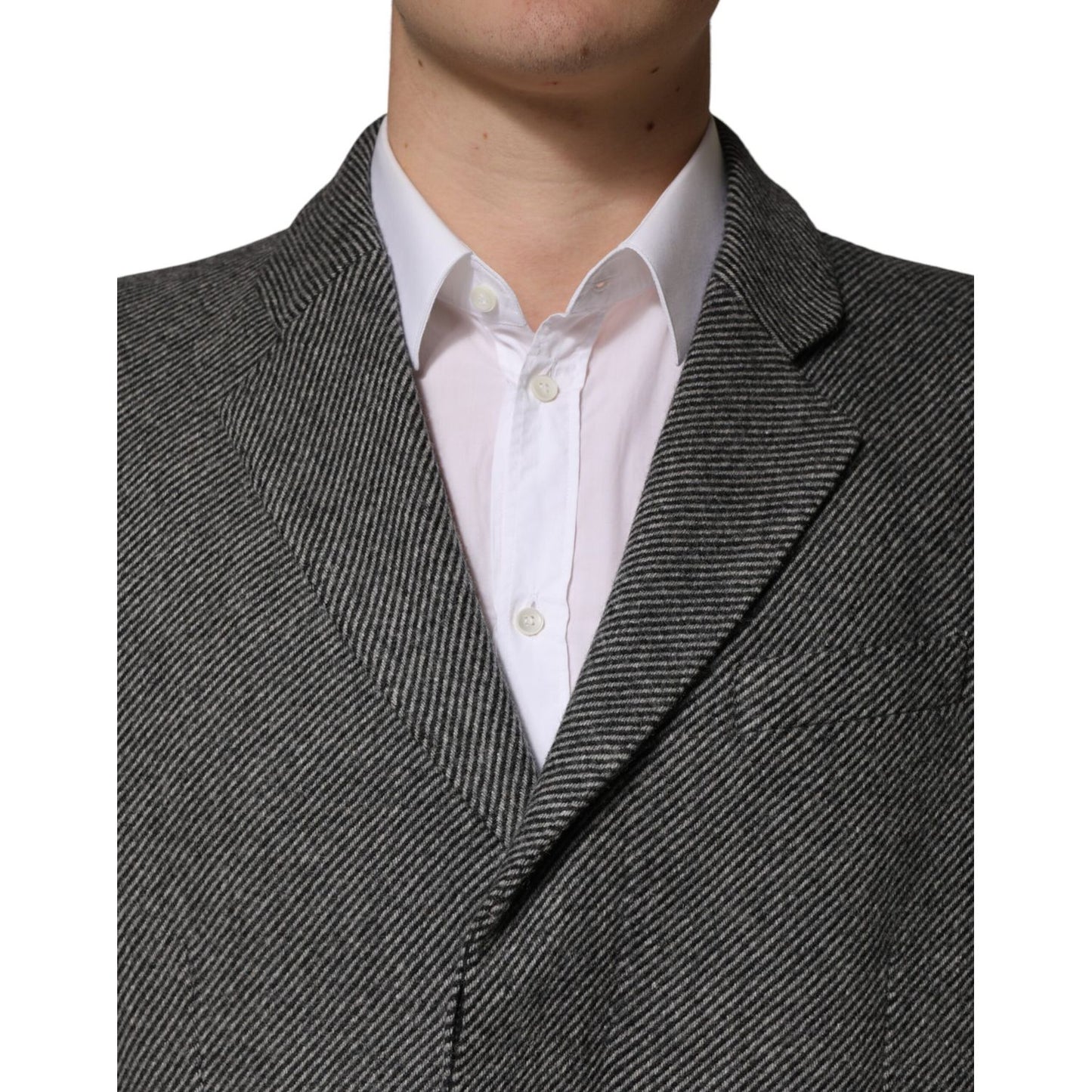 Dolce & Gabbana Gray Single Breasted Men Trench Coat Jacket