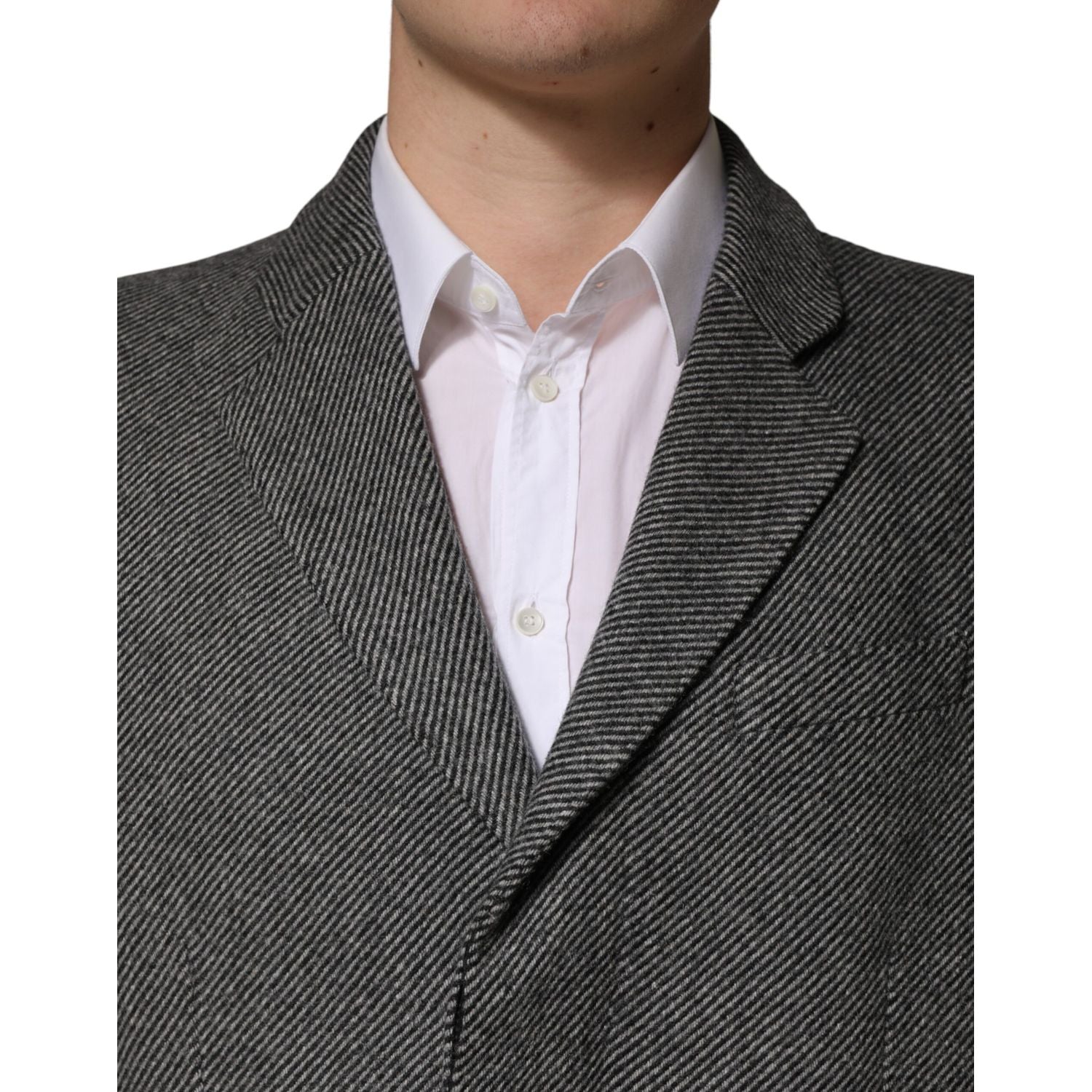 Dolce & Gabbana Gray Single Breasted Men Trench Coat Jacket
