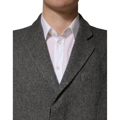 Dolce & Gabbana Gray Single Breasted Men Trench Coat Jacket