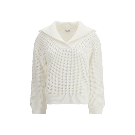 Brunello Cucinelli White Cotton Sweatshirt1728,72470364320,Brunello Cucinelli,Clothing,New with tags,S,Sweaters - Clothing,Sweatshirts - Sweaters - Clothing,White,Women,XS