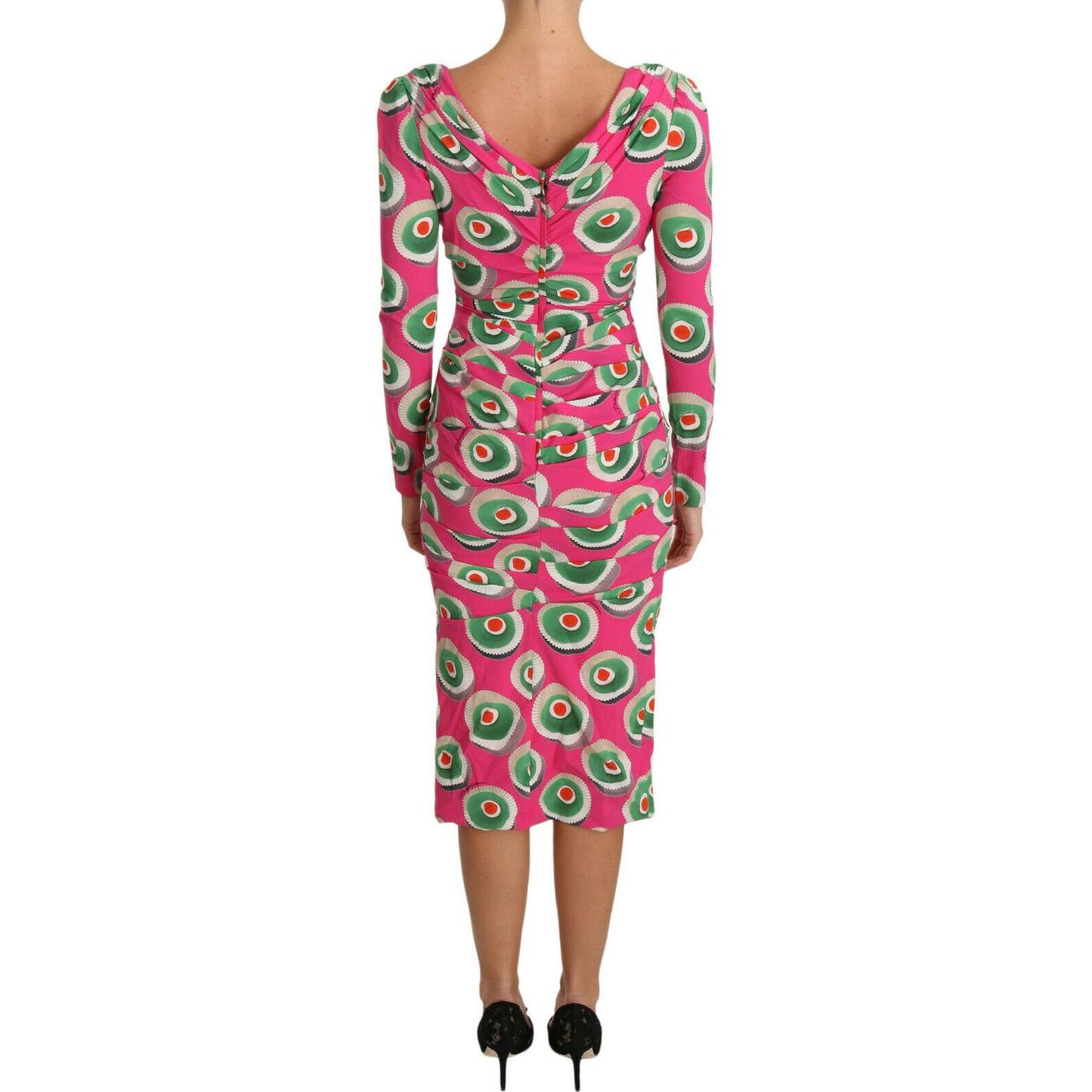 Dolce & Gabbana Pink Silk Cup Cake Sheath Stretch Dress Dolce & Gabbana