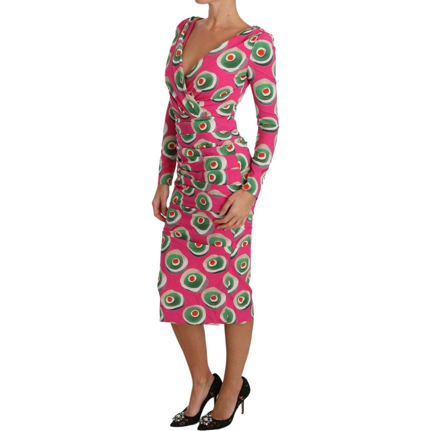 Dolce & Gabbana Pink Silk Cup Cake Sheath Stretch Dress Dolce & Gabbana