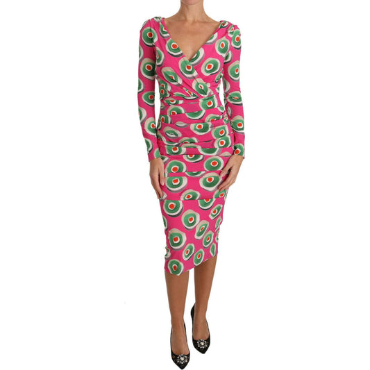Dolce & Gabbana Pink Silk Cup Cake Sheath Stretch Dress Dolce & Gabbana