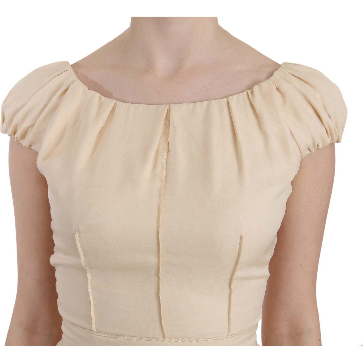 Dolce & Gabbana Beige Silk Column Cap Sleeve Gown Dress Dresses