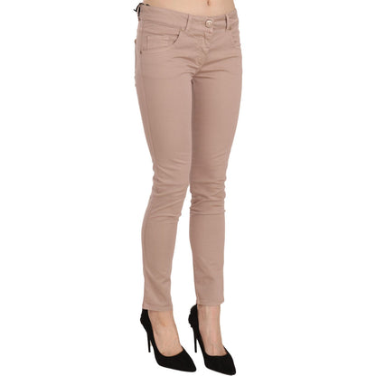 CRISTINAEFFE Brown Low Waist Slim Fit Skinny Cotton Pants CRISTINAEFFE