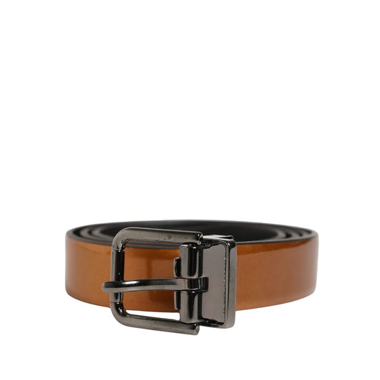 Dolce & Gabbana Men Brown Classic Leather Metal Buckle Belt