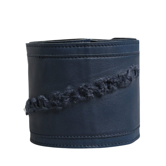 Ermanno Scervino Blue Leather Wide Waist Women Cintura Belt