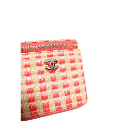Chanel Raffia Jute Striped Mini Vanity Case