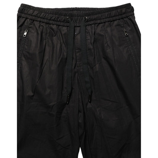 Dolce & Gabbana Black Cotton Mid Waist Jogger Sweatpants Pants