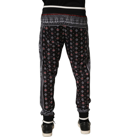 Dolce & Gabbana Black Bandana Crown Jogger Men Trouser Pants