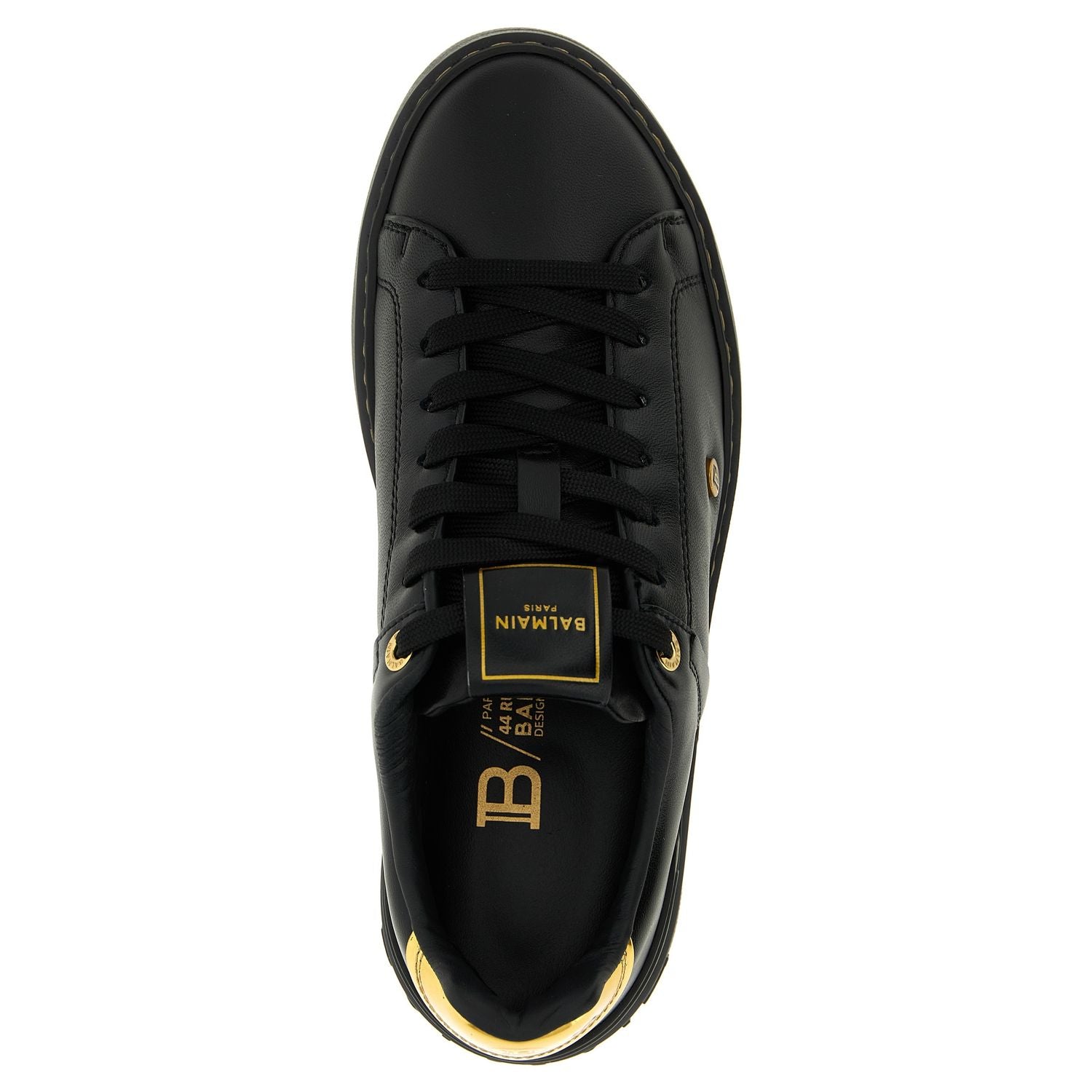 Balmain Black Lamb Leather Low Top Sneakers