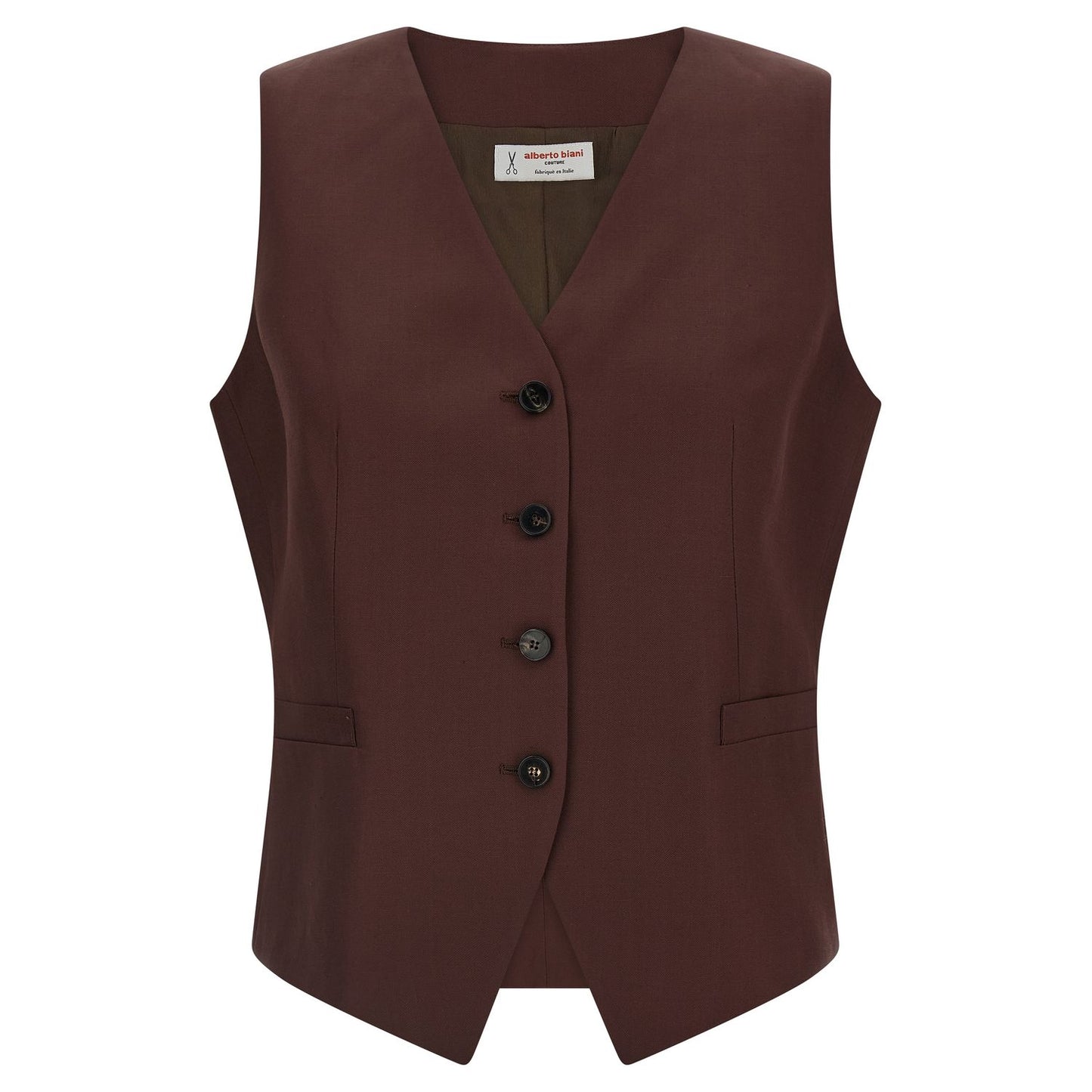 Alberto Biani Brown Viscose Sleeveless Jacket