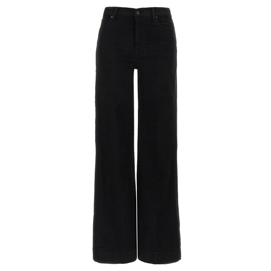 7 For All Mankind Black Cotton Flared Jeans