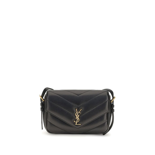 Saint Laurent Black The Loulou Cassandre Toy Lambskin Shoulder Bag