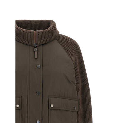 Brunello Cucinelli Brown Cotton Full-Length Jacket