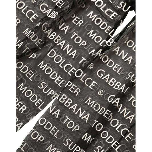 Dolce & Gabbana Black White All Over Print Sheer Stretch Tights Socks