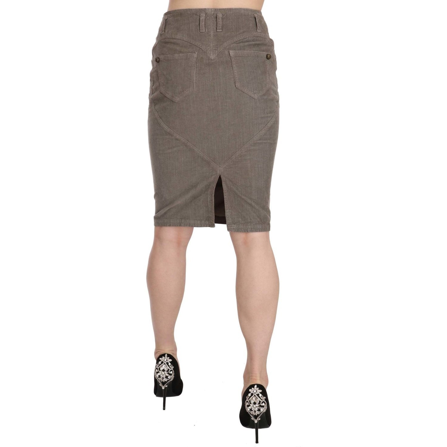 Just Cavalli Gray Corduroy Pencil Straight A-Line Skirt Just Cavalli