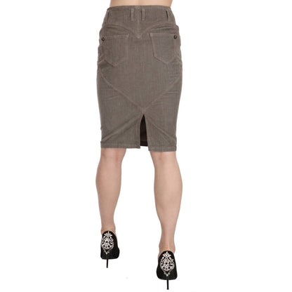 Just Cavalli Gray Corduroy Pencil Straight A-Line Skirt Just Cavalli