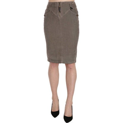 Just Cavalli Gray Corduroy Pencil Straight A-Line Skirt Just Cavalli