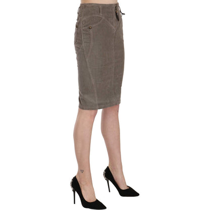 Just Cavalli Gray Corduroy Pencil Straight A-Line Skirt Just Cavalli
