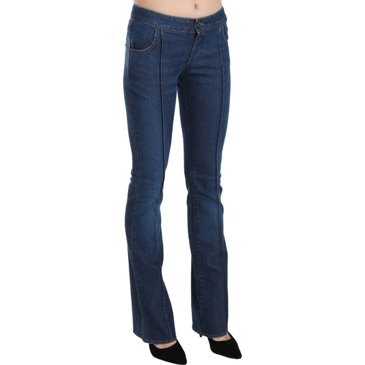 Just Cavalli Blue Low Waist Boot Cut Denim Pants Jeans PAN70363-46