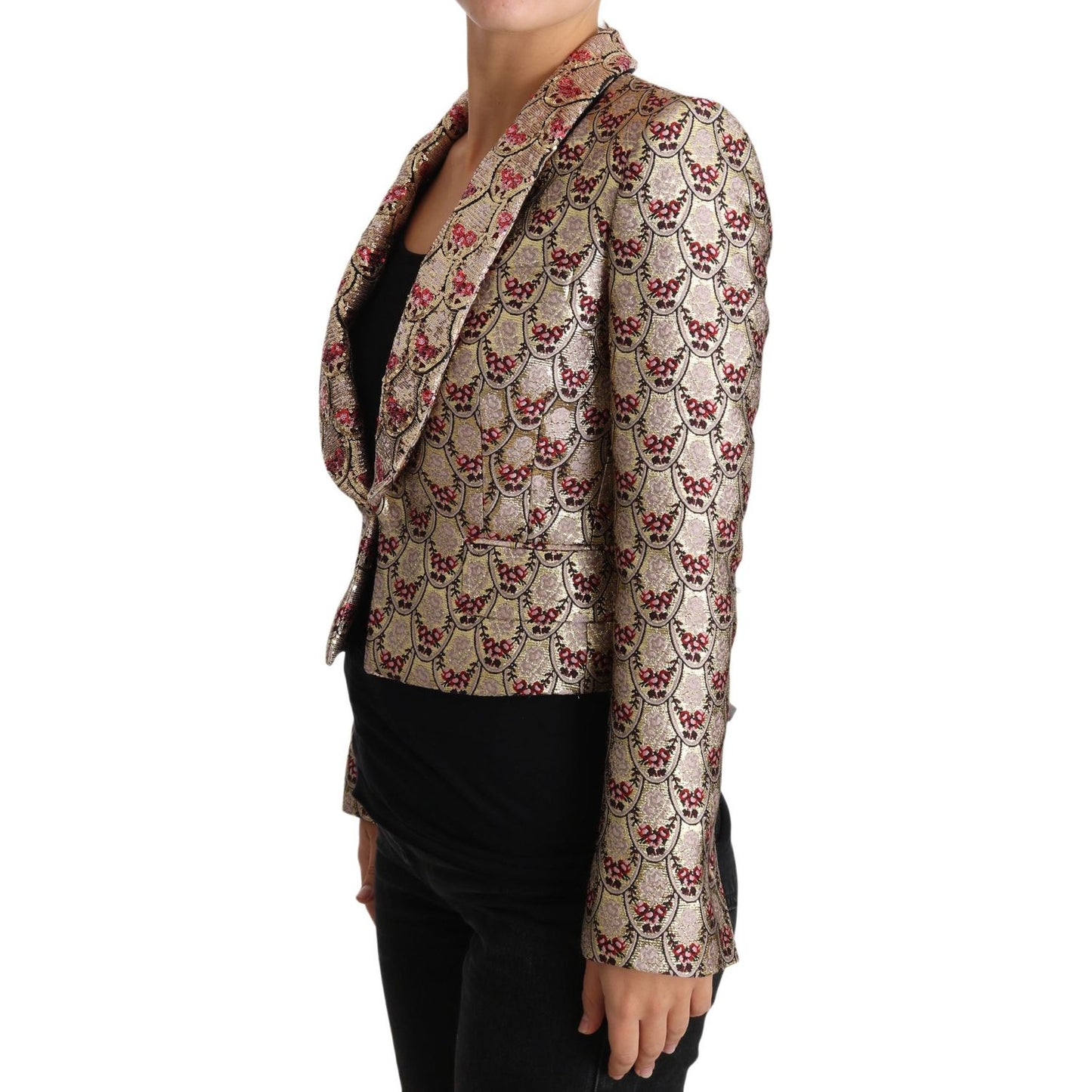 Dolce & Gabbana Gold Floral Sequined Blazer Coat Jacket Dolce & Gabbana
