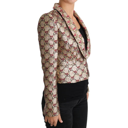 Dolce & Gabbana Gold Floral Sequined Blazer Coat Jacket Dolce & Gabbana