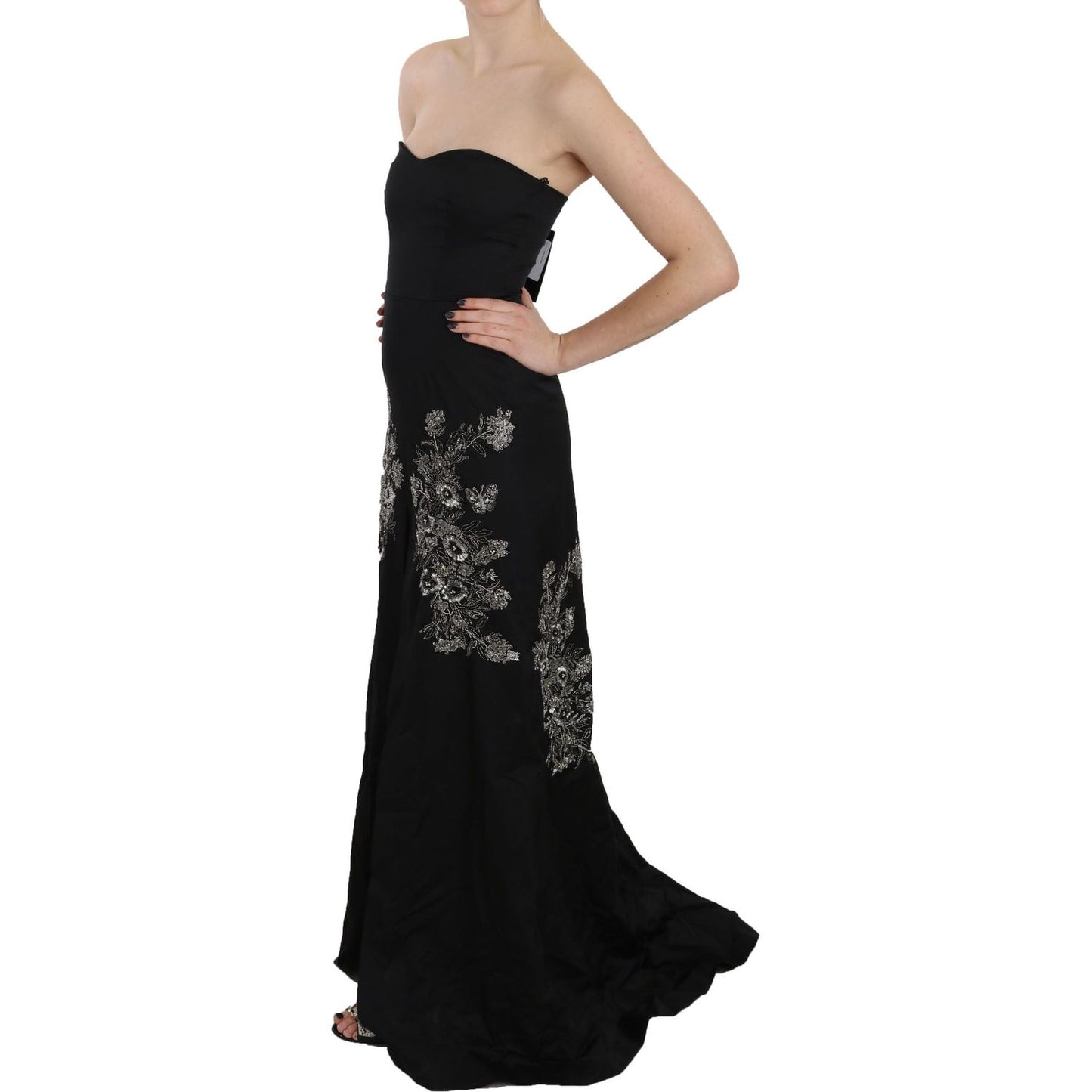 John Richmond Black Sequined Flare Ball Gown Dress John Richmond