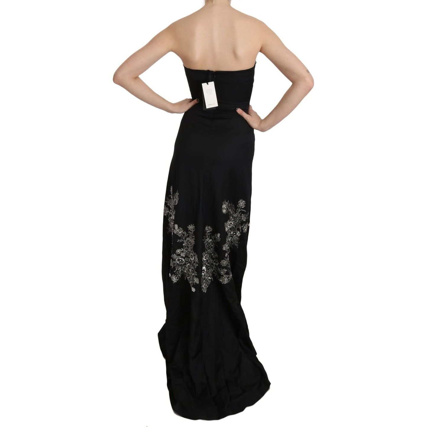 John Richmond Black Sequined Flare Ball Gown Dress John Richmond