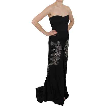 John Richmond Black Sequined Flare Ball Gown Dress John Richmond
