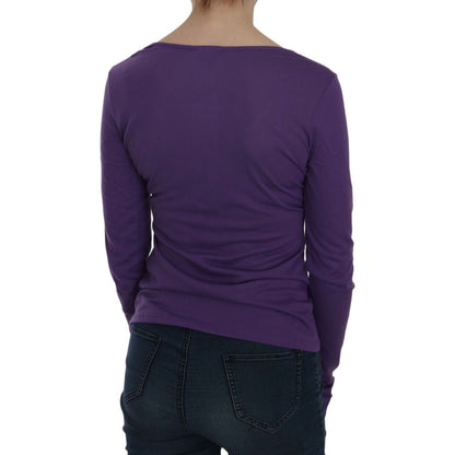 Exte Purple Crystal Embellished Long Sleeve Casual Top Exte