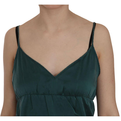 PINK MEMORIES Silk Green Spaghetti Strap Shift Mini Dress PINK MEMORIES