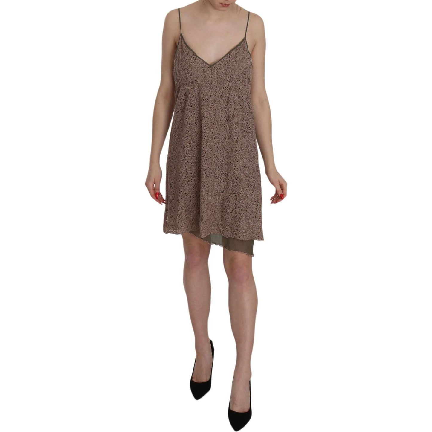 PINK MEMORIES Cotton Green Spaghetti Strap A-line Mini Dress PINK MEMORIES