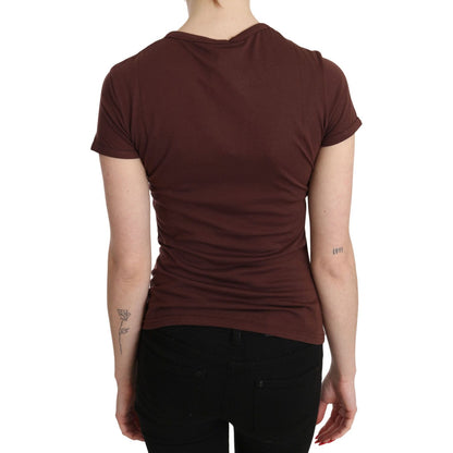 Exte Brown Hearts Printed Round Neck T-shirt Top Exte