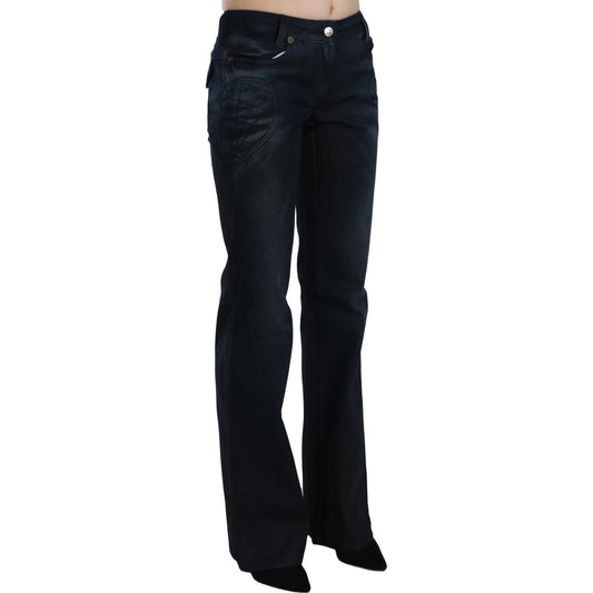 Just Cavalli Blue Washed Mid Waist Straight Denim Pants PAN70375-26
