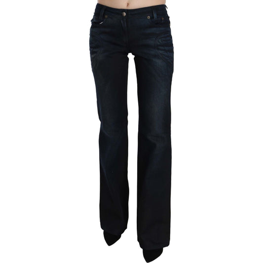 Just Cavalli Blue Washed Mid Waist Straight Denim Pants PAN70375-26