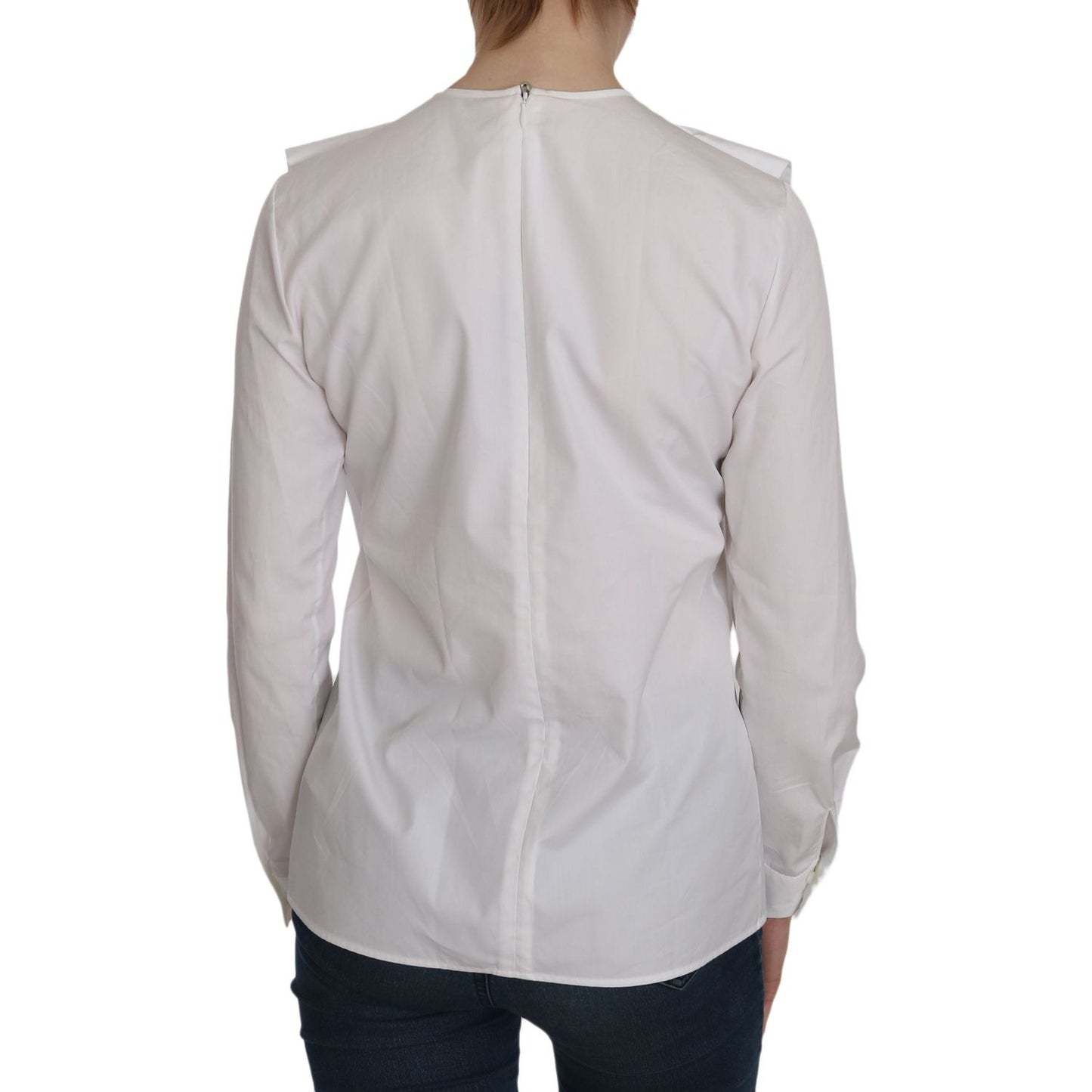 Dsquared² White Crew Neck Long Sleeve Cotton Blouse 1728,67345645728,Clothing,Dsquared²,IT38|XS,Material: 100% Cotton,New with tags,Sweaters - Clothing,Sweatshirts - Sweaters - Clothing,Tops & T-Shirts - Women - Clothing,White,Women,Women - Clothing