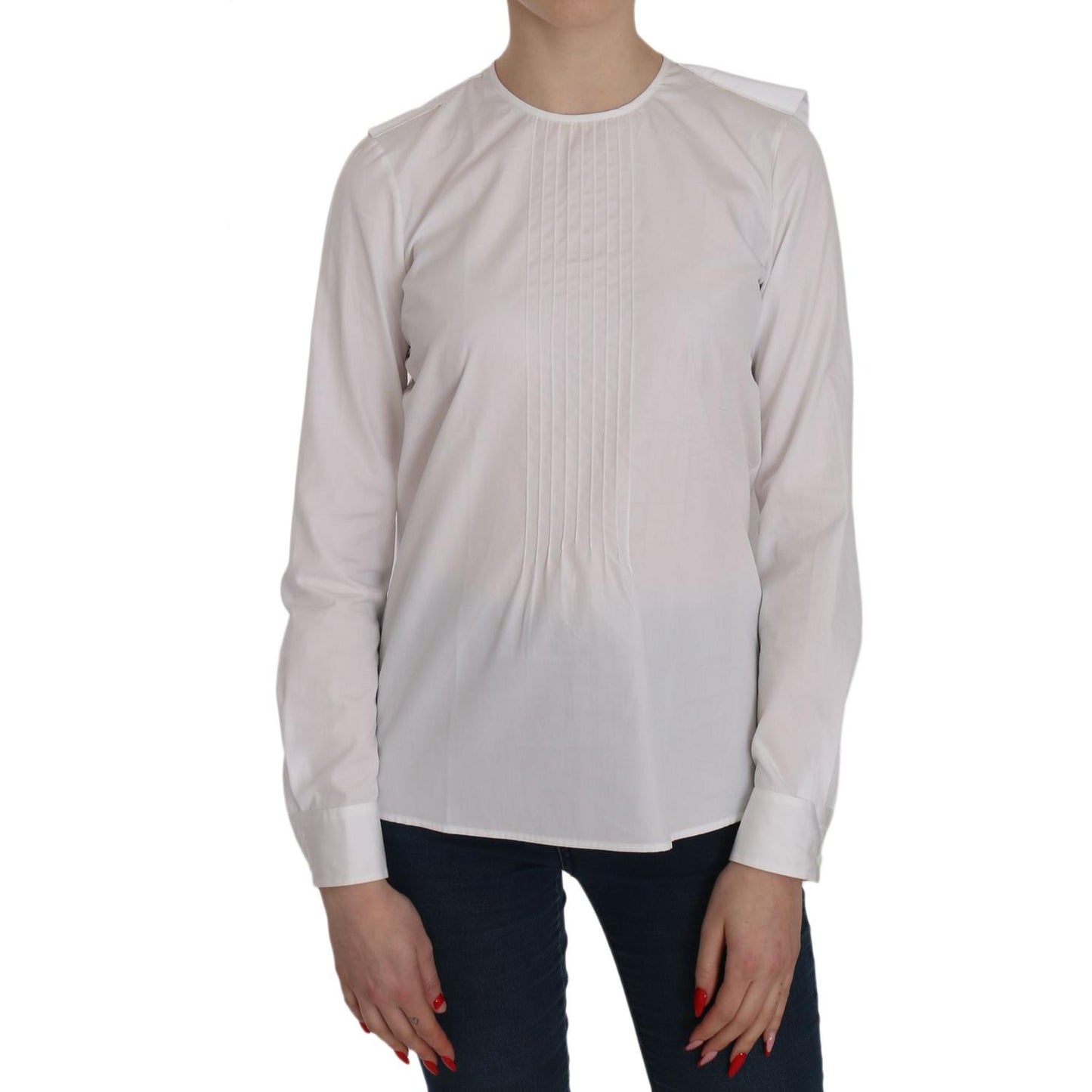 Dsquared² White Crew Neck Long Sleeve Cotton Blouse 1728,67345645728,Clothing,Dsquared²,IT38|XS,Material: 100% Cotton,New with tags,Sweaters - Clothing,Sweatshirts - Sweaters - Clothing,Tops & T-Shirts - Women - Clothing,White,Women,Women - Clothing