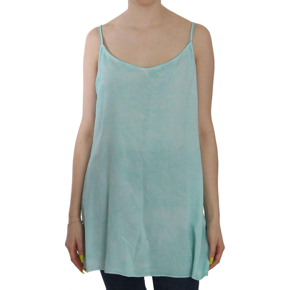 Ermanno Scervino Blue Sleeveless Spaghetti Dress Blouse TSH3759-46