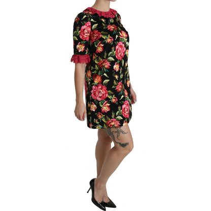 Dolce & Gabbana Floral Pink Lace A-Line Shift Mini Dress Dolce & Gabbana