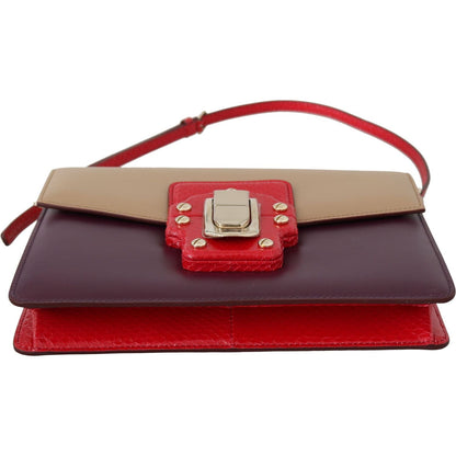 Dolce & Gabbana Purple Beige Red Leather Crossbody Purse Bag Dolce & Gabbana
