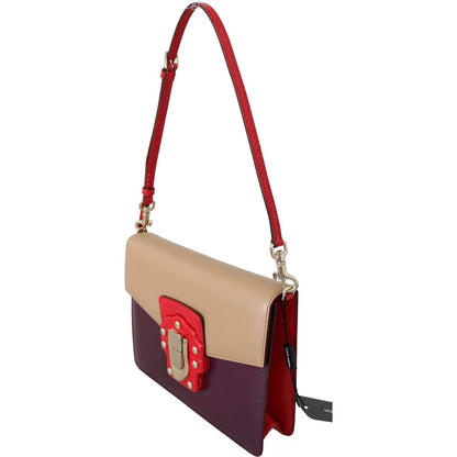 Dolce & Gabbana Purple Beige Red Leather Crossbody Purse Bag Dolce & Gabbana
