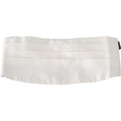Dolce & Gabbana White Men Waist Belt 100% Silk Cummerbund Dolce & Gabbana