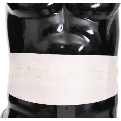 Dolce & Gabbana White Men Waist Belt 100% Silk Cummerbund Dolce & Gabbana