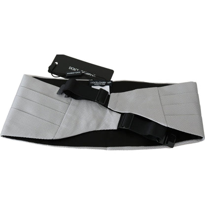 Dolce & Gabbana Gray Men Waist Belt 100% Silk Cummerbund Dolce & Gabbana