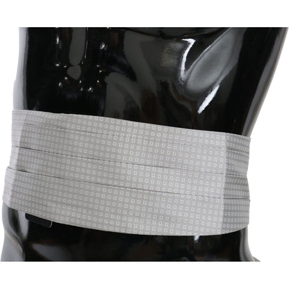 Dolce & Gabbana Gray Patterned Waist Belt Silk Cummerbund Dolce & Gabbana
