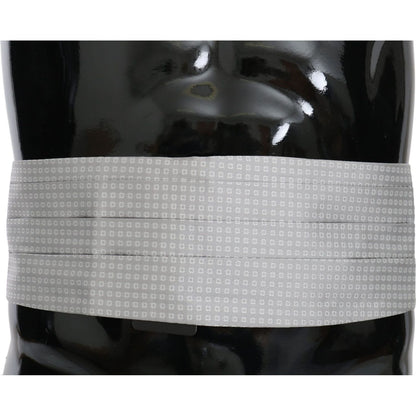Dolce & Gabbana Gray Patterned Waist Belt Silk Cummerbund Dolce & Gabbana