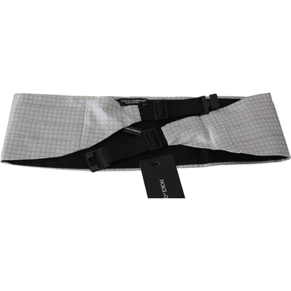 Dolce & Gabbana Gray Patterned Waist Belt Silk Cummerbund Dolce & Gabbana